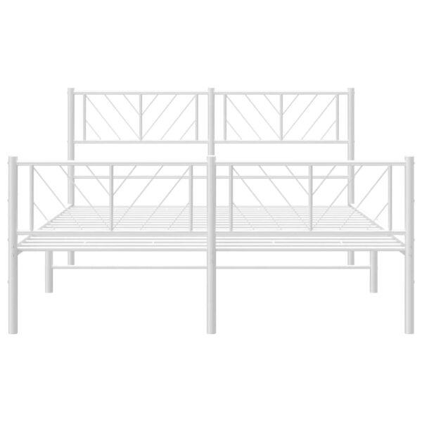 vidaXL Metal Bed Frame with Headboard and Footboard White 53.1"x74.8" - Image 5