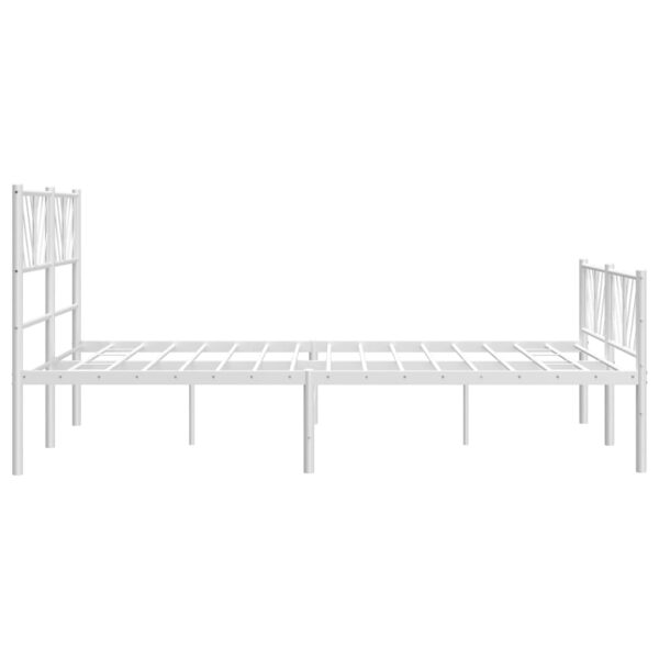 vidaXL Metal Bed Frame with Headboard and Footboard White 53.1"x74.8" - Image 6