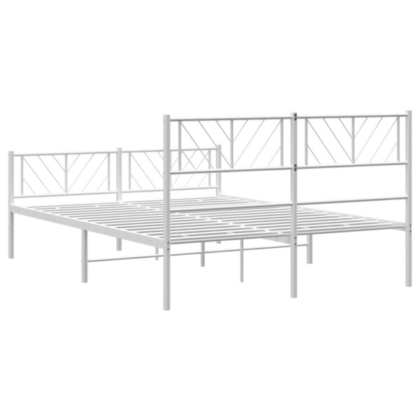 vidaXL Metal Bed Frame with Headboard and Footboard White 53.1"x74.8" - Image 7