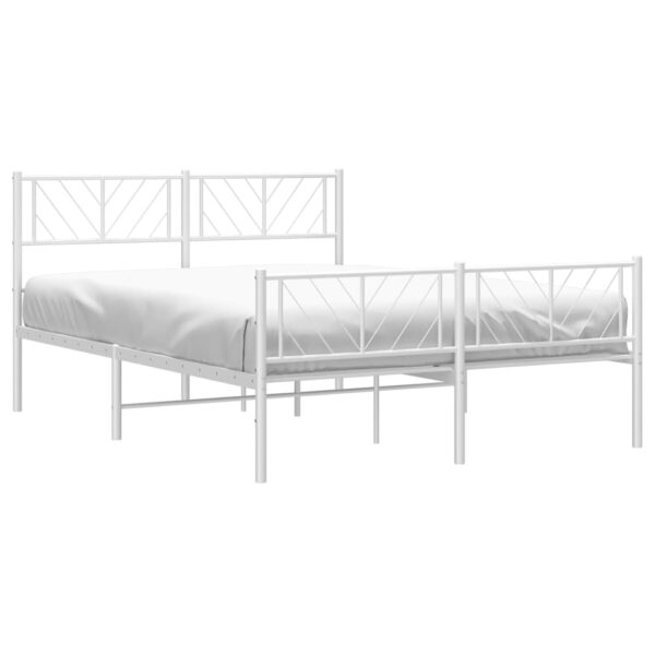 vidaXL Metal Bed Frame with Headboard and Footboard White 59.1"x78.7" - Image 3