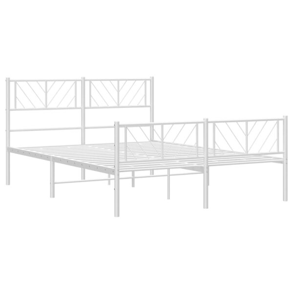 vidaXL Metal Bed Frame with Headboard and Footboard White 59.1"x78.7" - Image 4