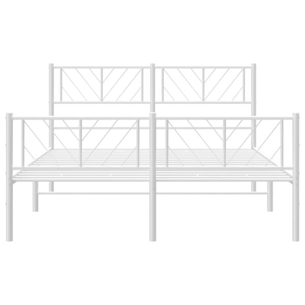 vidaXL Metal Bed Frame with Headboard and Footboard White 59.1"x78.7" - Image 5