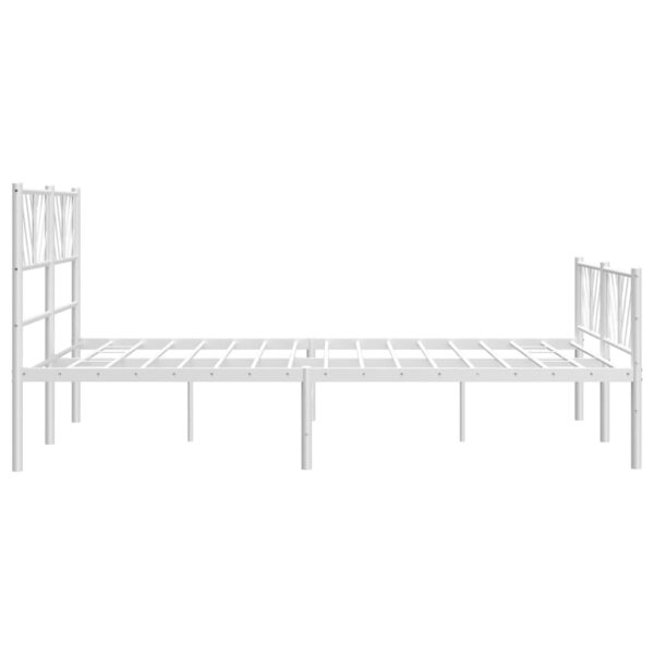 vidaXL Metal Bed Frame with Headboard and Footboard White 59.1"x78.7" - Image 6