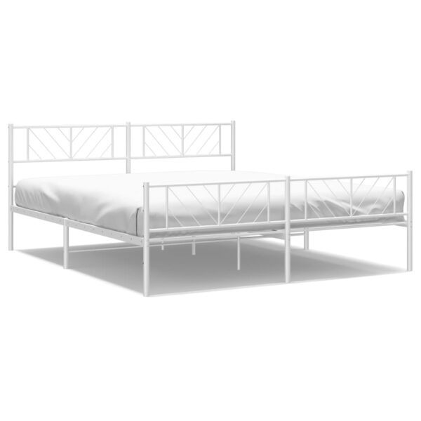 vidaXL Metal Bed Frame with Headboard&Footboard White 72"x83.9" California King - Image 2