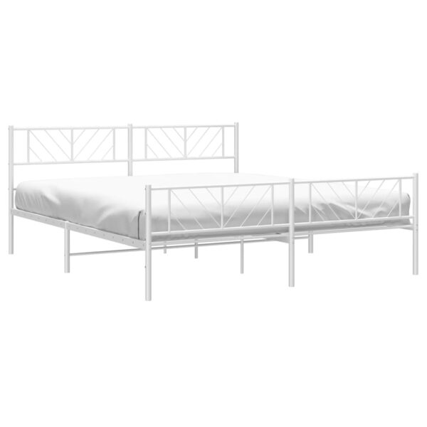 vidaXL Metal Bed Frame with Headboard&Footboard White 72"x83.9" California King - Image 3