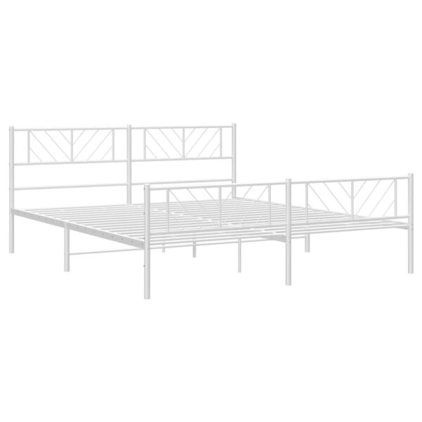 vidaXL Metal Bed Frame with Headboard&Footboard White 72"x83.9" California King - Image 4