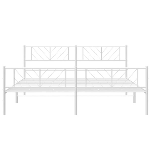 vidaXL Metal Bed Frame with Headboard&Footboard White 72"x83.9" California King - Image 5