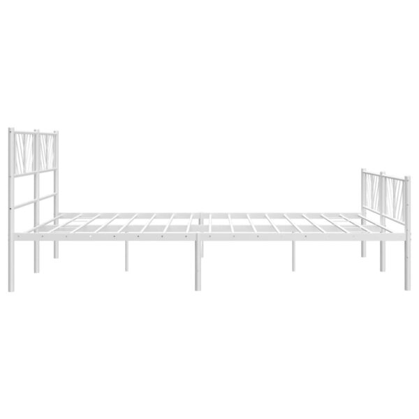 vidaXL Metal Bed Frame with Headboard&Footboard White 72"x83.9" California King - Image 6