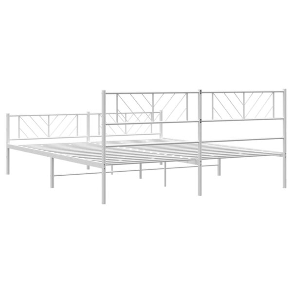 vidaXL Metal Bed Frame with Headboard&Footboard White 72"x83.9" California King - Image 7