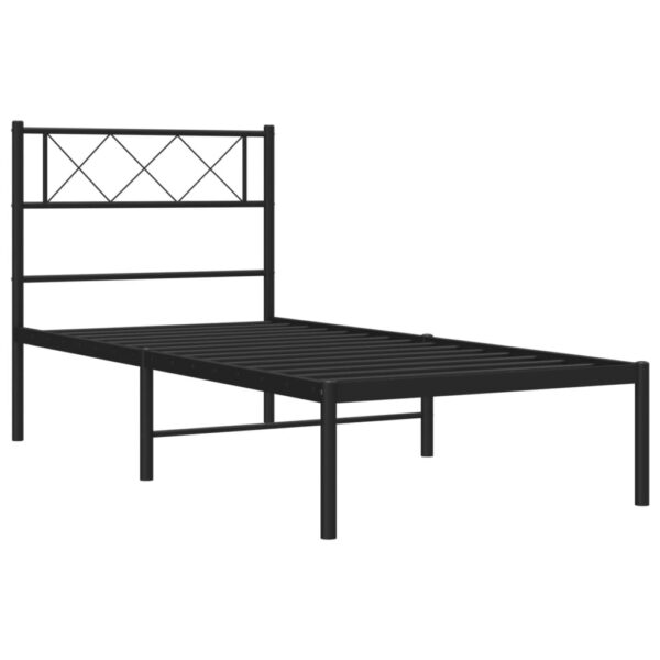 vidaXL Metal Bed Frame with Headboard Black 39.4"x74.8" Twin - Image 5