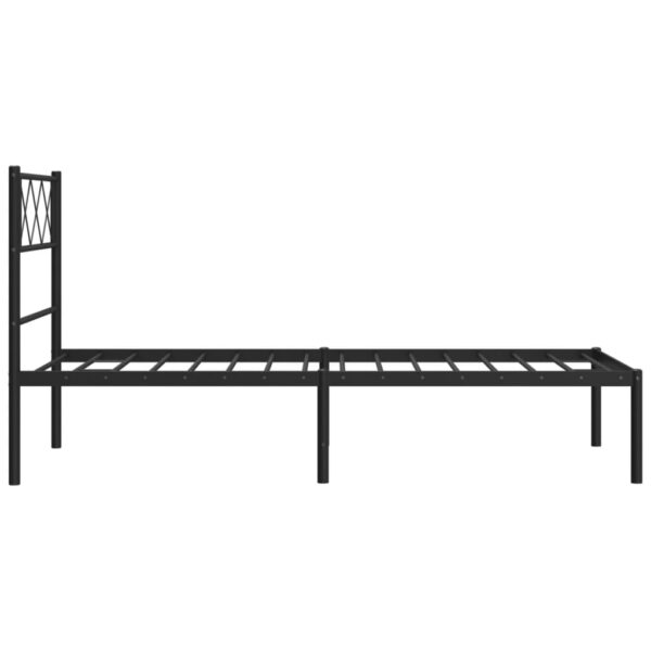 vidaXL Metal Bed Frame with Headboard Black 39.4"x74.8" Twin - Image 6