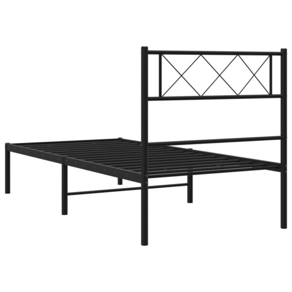 vidaXL Metal Bed Frame with Headboard Black 39.4"x74.8" Twin - Image 7