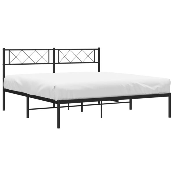 vidaXL Metal Bed Frame with Headboard Black 53.1"x74.8" - Image 3