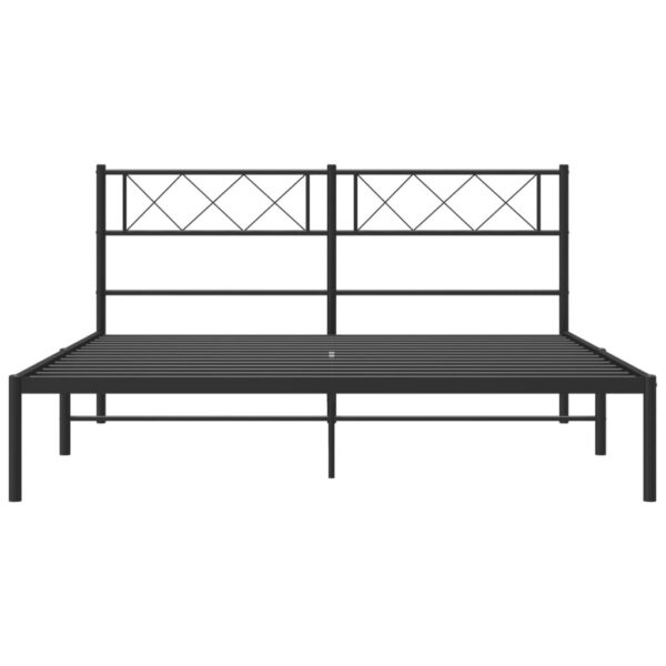 vidaXL Metal Bed Frame with Headboard Black 53.1"x74.8" - Image 4