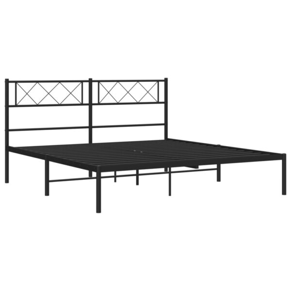 vidaXL Metal Bed Frame with Headboard Black 53.1"x74.8" - Image 5