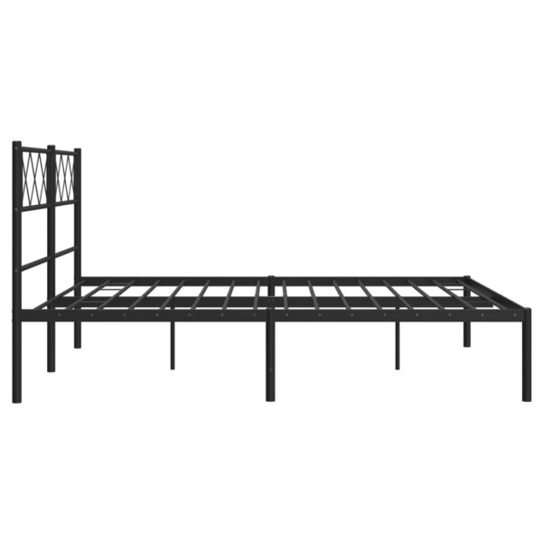 vidaXL Metal Bed Frame with Headboard Black 53.1"x74.8" - Image 6