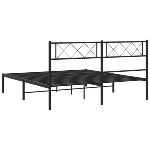 vidaXL Metal Bed Frame with Headboard Black 53.1"x74.8" - Image 7