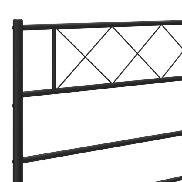 vidaXL Metal Bed Frame with Headboard Black 53.1"x74.8" - Image 8