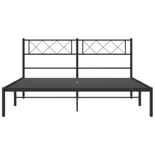 vidaXL Metal Bed Frame with Headboard Black 59.1"x78.7" - Image 4