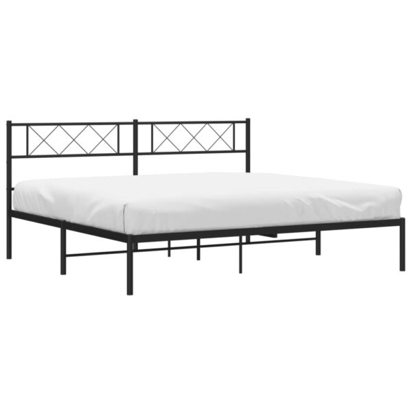 vidaXL Metal Bed Frame with Headboard Black 72"x83.9" California King - Image 3