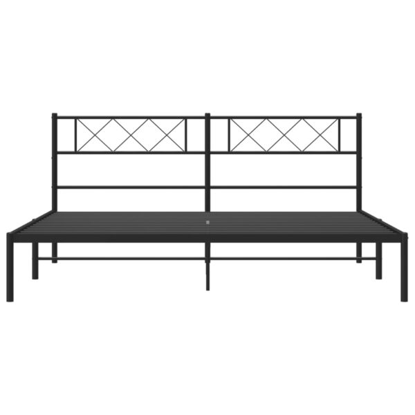 vidaXL Metal Bed Frame with Headboard Black 72"x83.9" California King - Image 4