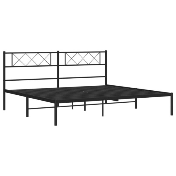 vidaXL Metal Bed Frame with Headboard Black 72"x83.9" California King - Image 5