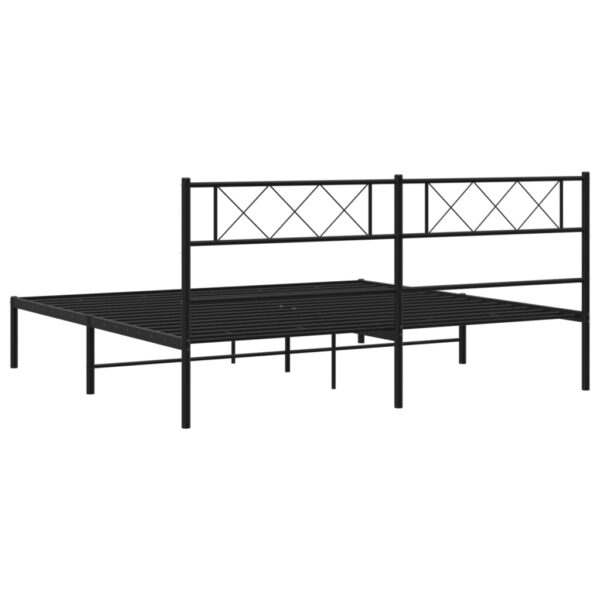 vidaXL Metal Bed Frame with Headboard Black 72"x83.9" California King - Image 7