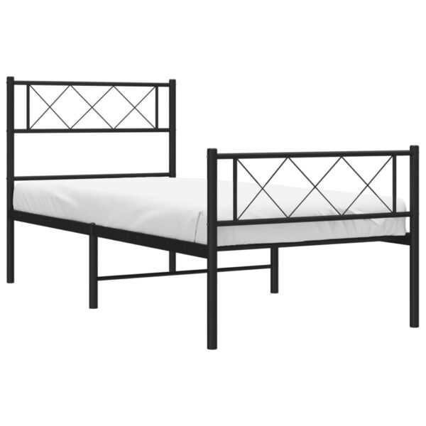 vidaXL Metal Bed Frame with Headboard and Footboard Black 39.4"x74.8" Twin - Image 3