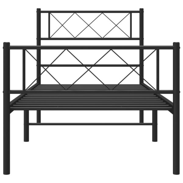 vidaXL Metal Bed Frame with Headboard and Footboard Black 39.4"x74.8" Twin - Image 4