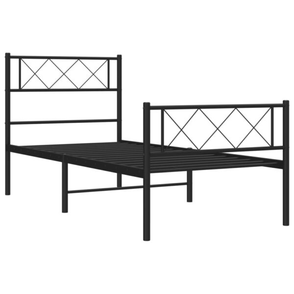 vidaXL Metal Bed Frame with Headboard and Footboard Black 39.4"x74.8" Twin - Image 5