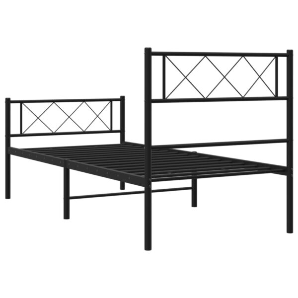 vidaXL Metal Bed Frame with Headboard and Footboard Black 39.4"x74.8" Twin - Image 7