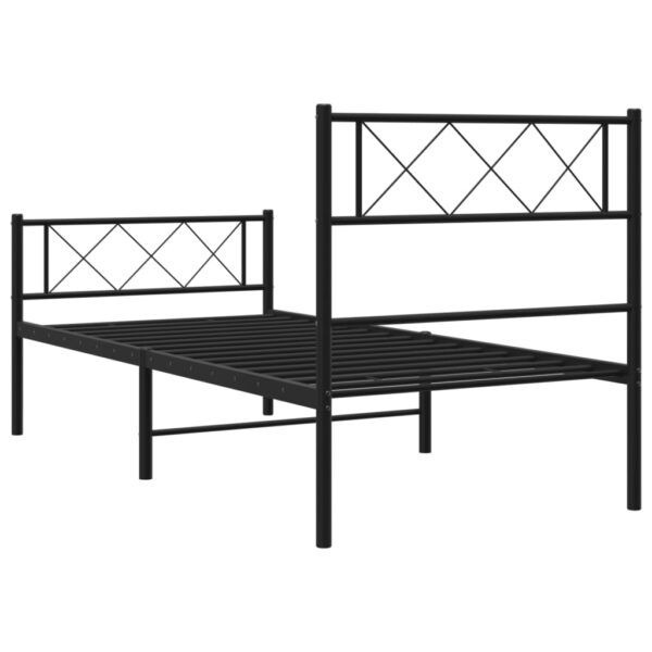 vidaXL Metal Bed Frame with Headboard and Footboard Black 39.4"x78.7" - Image 7