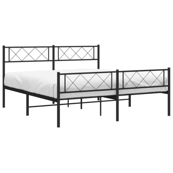 vidaXL Metal Bed Frame with Headboard and Footboard Black 53.1"x74.8" - Image 3