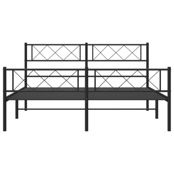 vidaXL Metal Bed Frame with Headboard and Footboard Black 53.1"x74.8" - Image 4