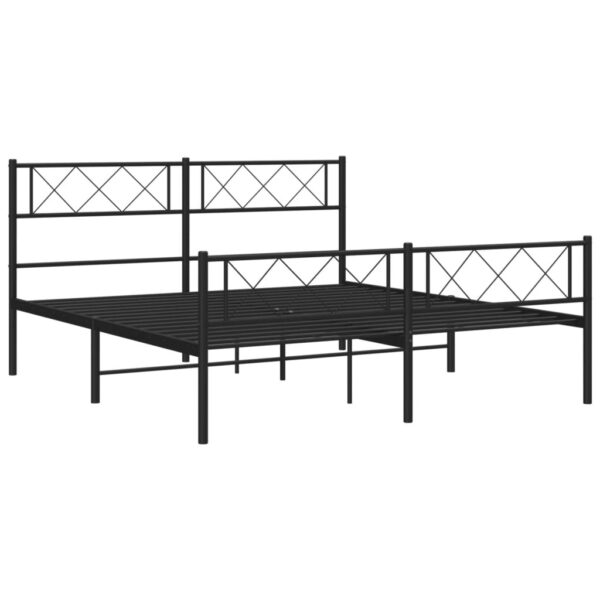 vidaXL Metal Bed Frame with Headboard and Footboard Black 53.1"x74.8" - Image 5