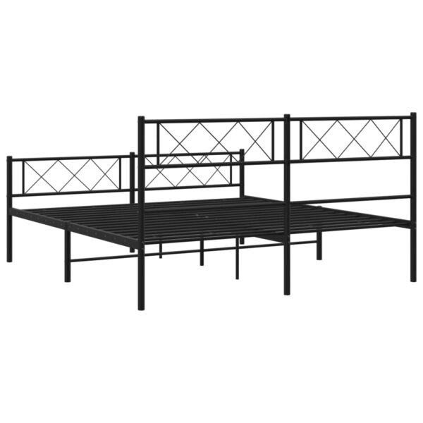 vidaXL Metal Bed Frame with Headboard and Footboard Black 53.1"x74.8" - Image 7