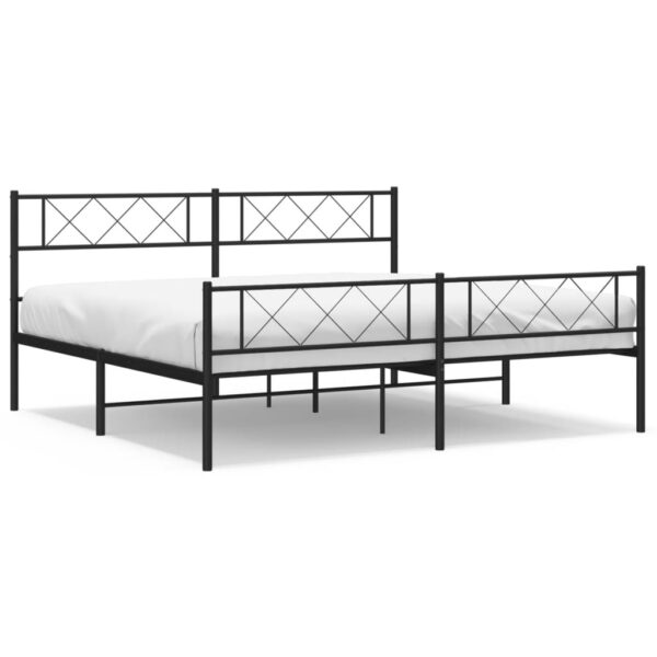 vidaXL Metal Bed Frame with Headboard&Footboard Black 72"x83.9" California King - Image 2