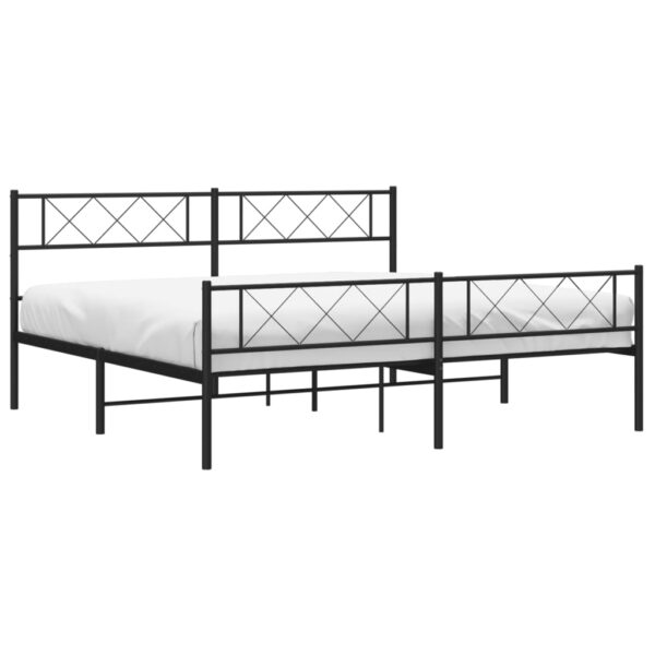 vidaXL Metal Bed Frame with Headboard&Footboard Black 72"x83.9" California King - Image 3