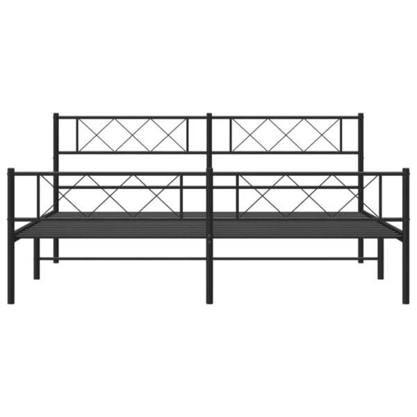 vidaXL Metal Bed Frame with Headboard&Footboard Black 72"x83.9" California King - Image 4