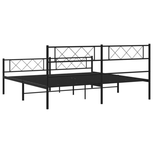 vidaXL Metal Bed Frame with Headboard&Footboard Black 72"x83.9" California King - Image 7