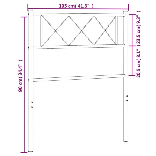 vidaXL Metal Headboard Black 39.4" - Image 6