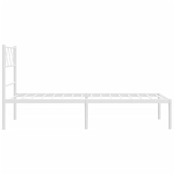 vidaXL Metal Bed Frame with Headboard White 39.4"x78.7" - Image 6