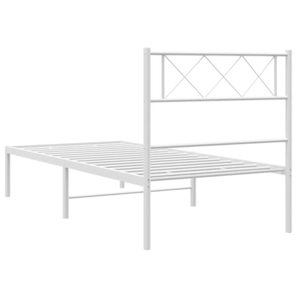 vidaXL Metal Bed Frame with Headboard White 39.4"x78.7" - Image 7