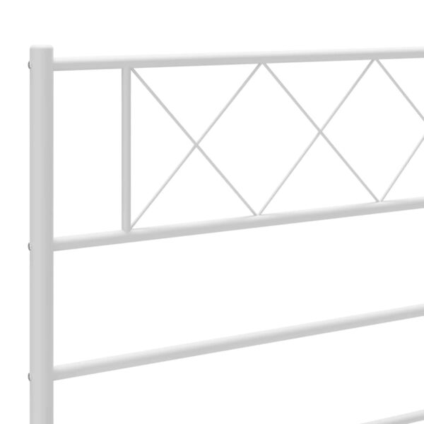 vidaXL Metal Bed Frame with Headboard White 53.1"x74.8" - Image 8