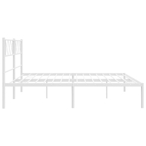 vidaXL Metal Bed Frame with Headboard White 72"x83.9" California King - Image 6