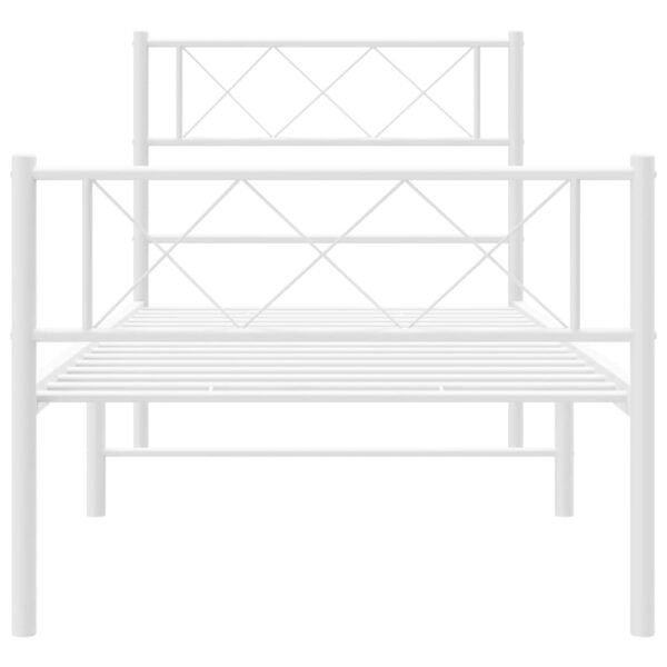 vidaXL Metal Bed Frame with Headboard and Footboard White 39.4"x74.8" Twin - Image 4