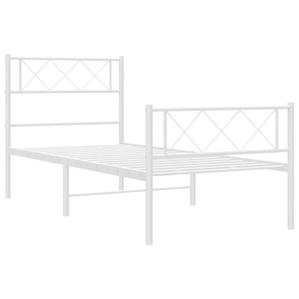 vidaXL Metal Bed Frame with Headboard and Footboard White 39.4"x74.8" Twin - Image 5