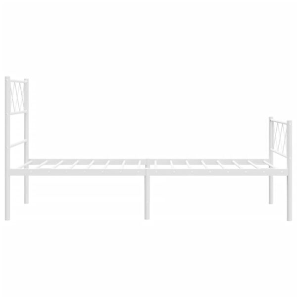 vidaXL Metal Bed Frame with Headboard and Footboard White 39.4"x74.8" Twin - Image 6