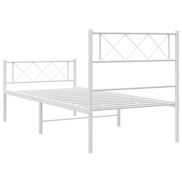 vidaXL Metal Bed Frame with Headboard and Footboard White 39.4"x74.8" Twin - Image 7