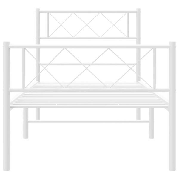 vidaXL Metal Bed Frame with Headboard and Footboard White 39.4"x78.7" - Image 4